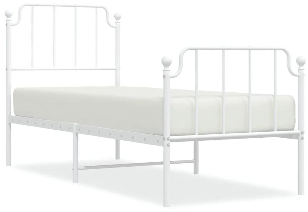 373945 vidaXL Cadru de pat metalic cu tăblie de cap/picioare  alb, 80x200 cm