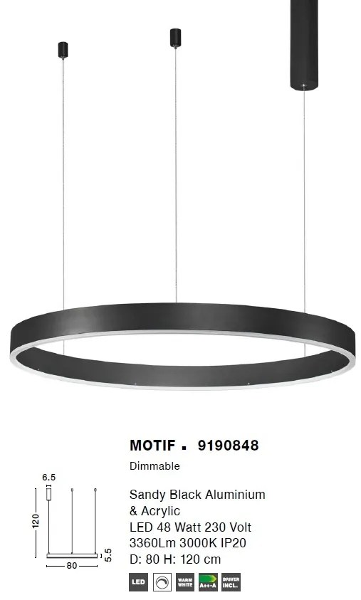 Lustra LED design modern circular MOTIF 48W NVL-9190848