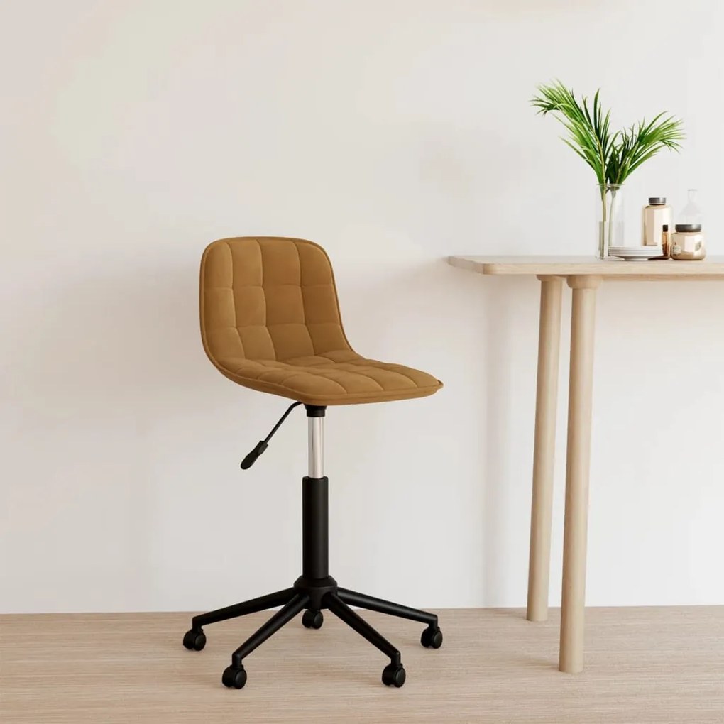 334104 vidaXL Scaun de masă pivotant, maro, catifea
