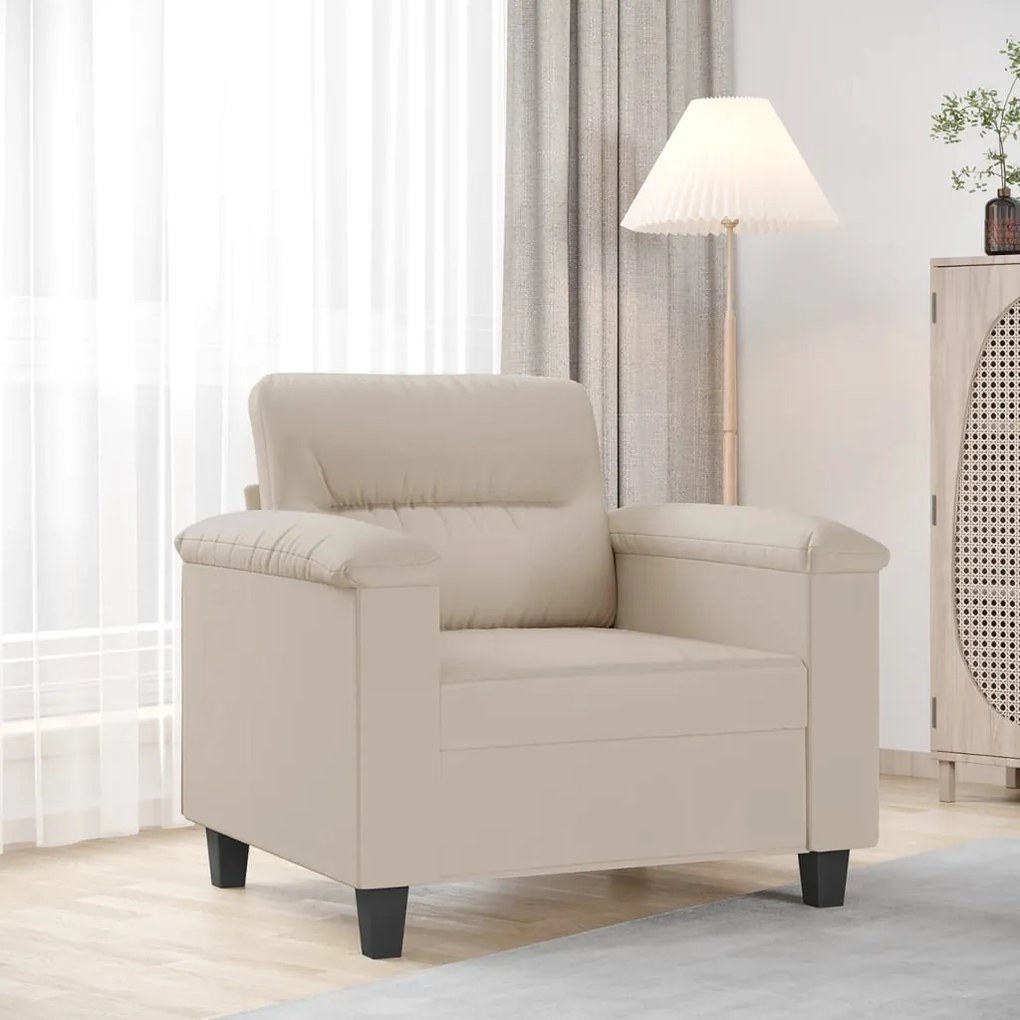 349213 vidaXL Fotoliu canapea, crem, 60 cm, textil microfibră