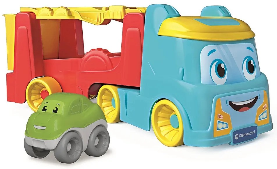 Vehicul Team Transportor auto colorat cu inversul 2 în 1 Clementoni