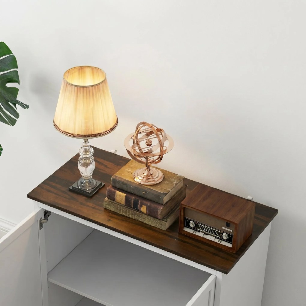 HOMCOM Bufet Modern pentru Bucătărie, Mobilier cu 2 Uși și Raft Reglabil din Lemn, 80x39,7x80 cm, Alb | Aosom Romania