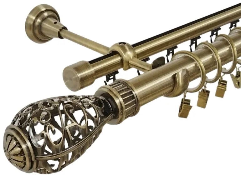 Galerie dubla above , teava neteda si profil,grosime 25 si 19mm, aur antic (Alege marime: 140 cm)