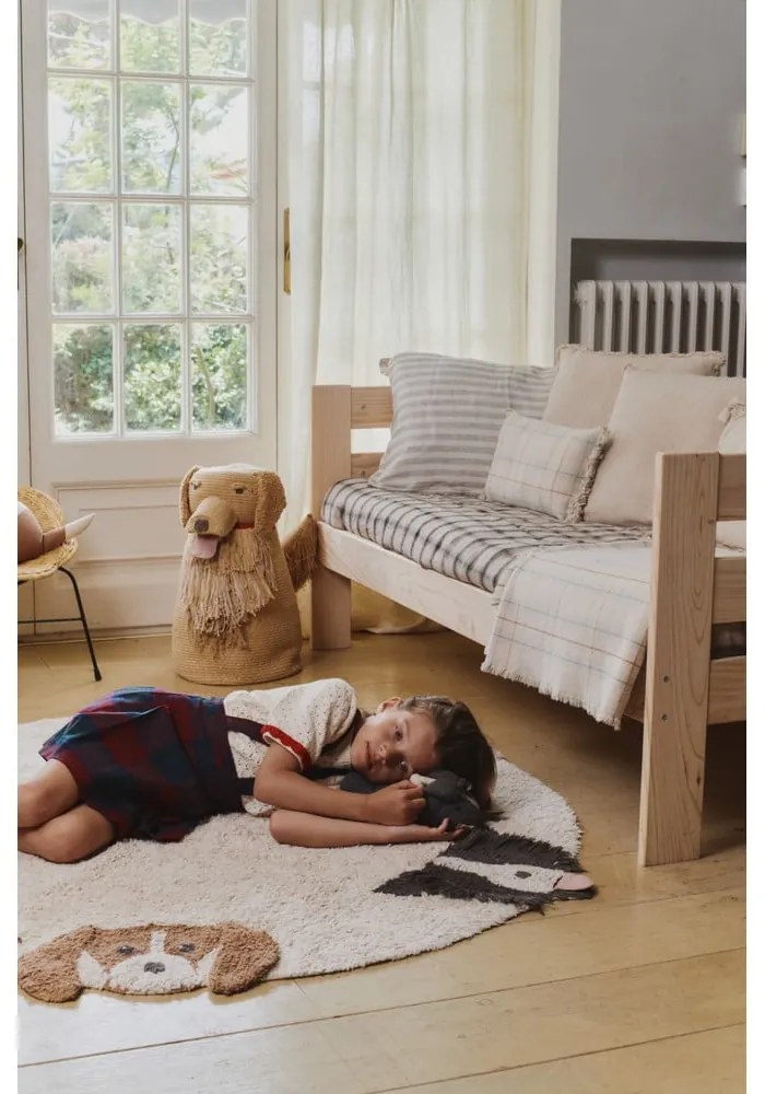 Coș de jucării pentru copii bej din material textil 40x30x55 cm Luna – Lorena Canals