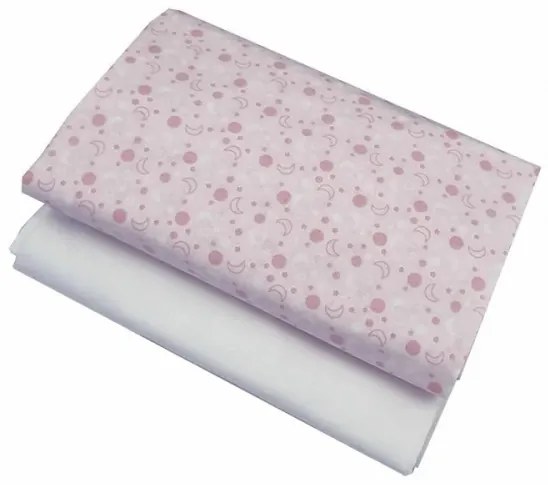 Set cearceafuri Pink Moon patut bebelus 60x120 cm cu elastic din bumbac