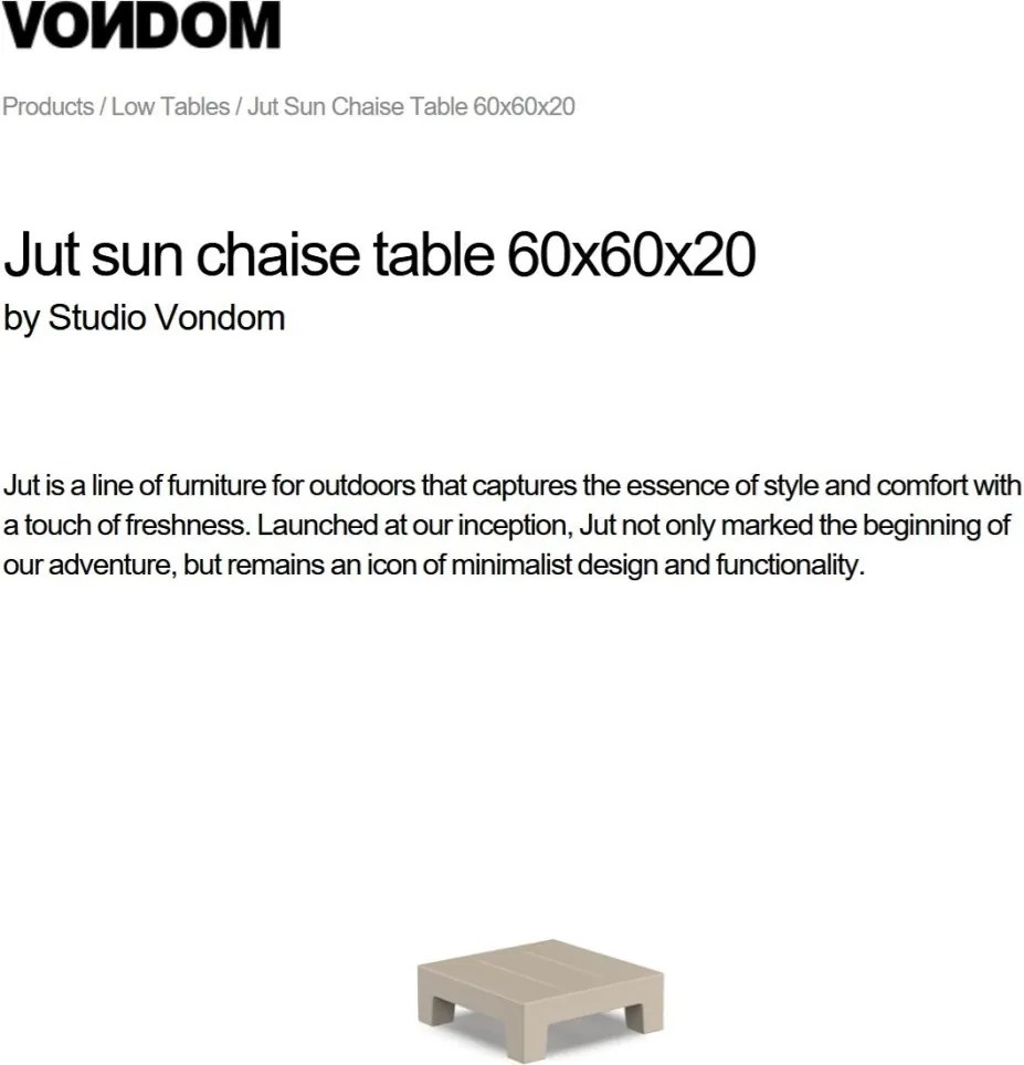 Masuta auxiliara de exterior / interior design modern premium JUT SUN CHAISE TABLE 44405 Vondom