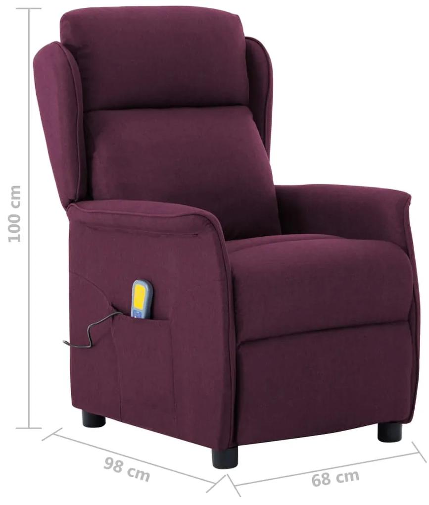 Fotoliu de masaj rabatabil electric, violet, textil 1, Violet