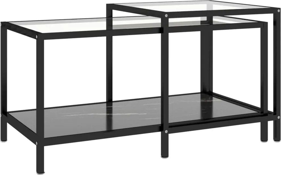 vidaXL Mese de ceai, 2 buc., negru, sticlă securizată