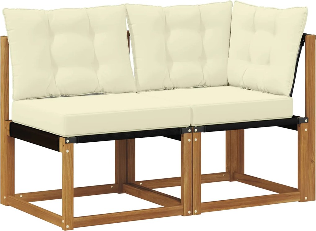 vidaXL Canapea de exterior din mijloc și colț 2 Bucată natural