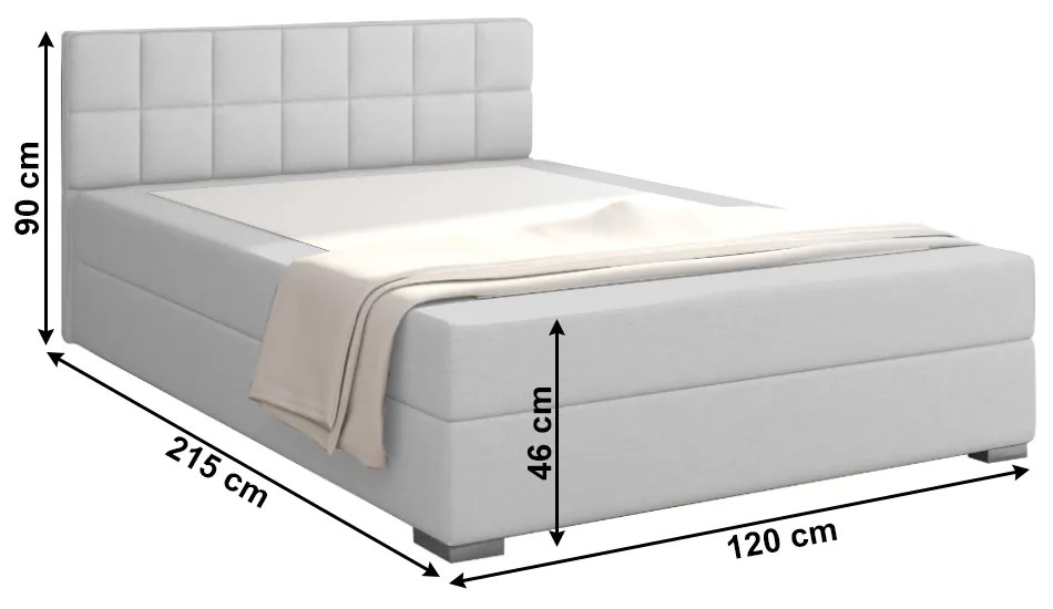 Pat tip BOXSPRING 120x200, gri deschis, FERATA KOMFORT