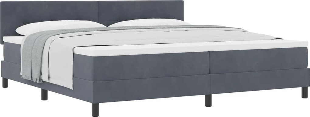 vidaXL Pat cu arcuri cu saltea Gri închis 200 x 200 cm Catifea