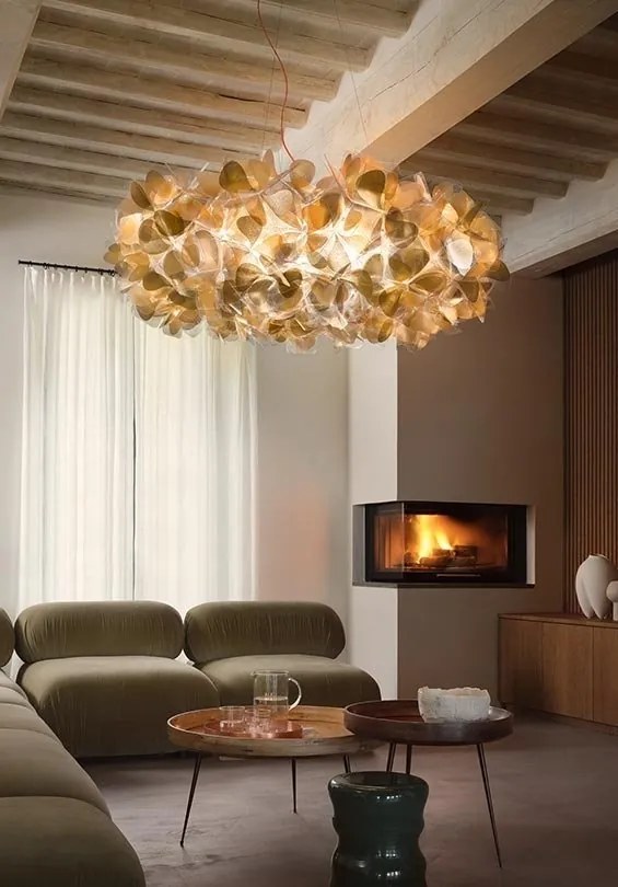 Lustra design unicat realizata manual Clizia XXL Mama Non Mama Gold, 130cm