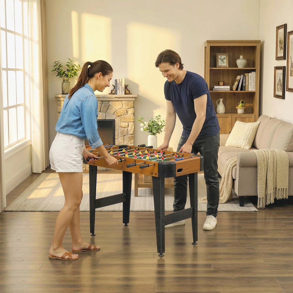 SPORTNOW Baby-foot 92 cm, 22 jucători, 2 mingi, contoare manuale, mânere antiderapante, maro | Aosom Romania