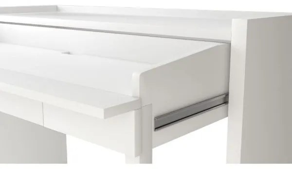 Consola birou extensibil cu 1 sertar alb Selly