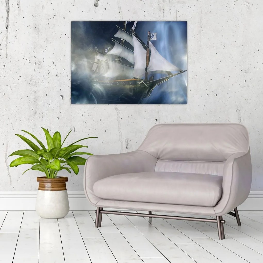Tablou pe sticlă - Corabia fantomelor (70x50 cm)