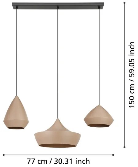 Lustră pe cablu Eglo 390269 TORREMOLINOS 3xE27/28W/230V bej