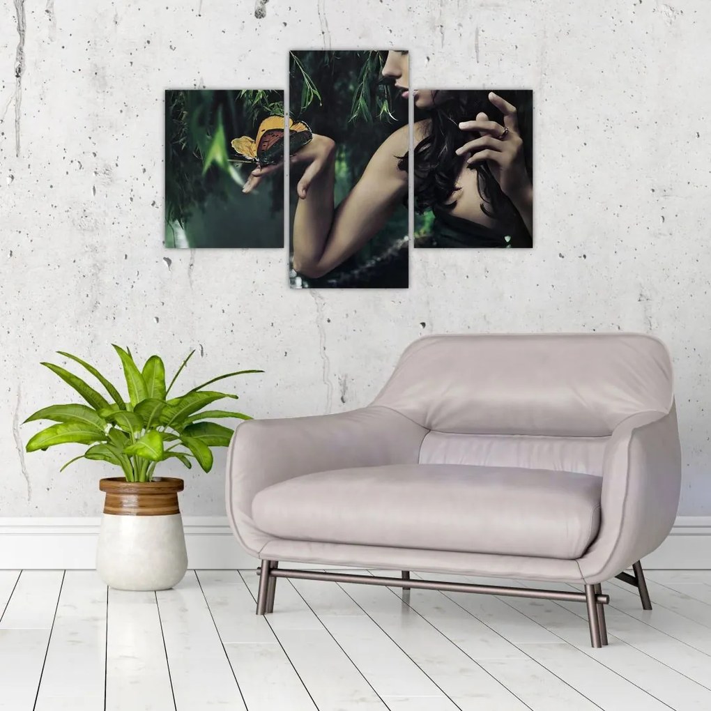 Tablou - Femeia grațioasă cu fluture (90x60 cm)