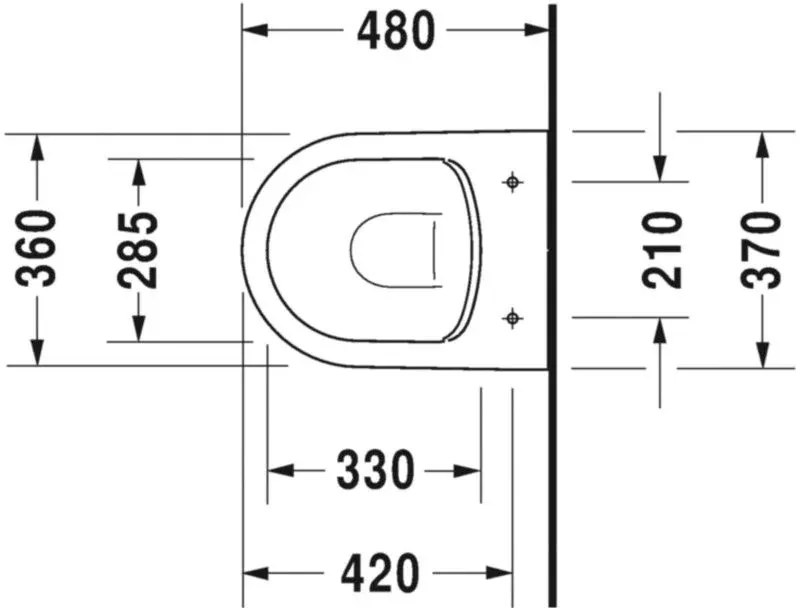 Vas WC suspendat Duravit ME by Starck Rimless 37x48 cm evacuare orizontala