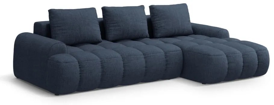 Colțar albastru închis extensibil/cu spațiu de depozitare (cu colț pe partea dreaptă/cu șezlong) Linz – Cosmopolitan Design