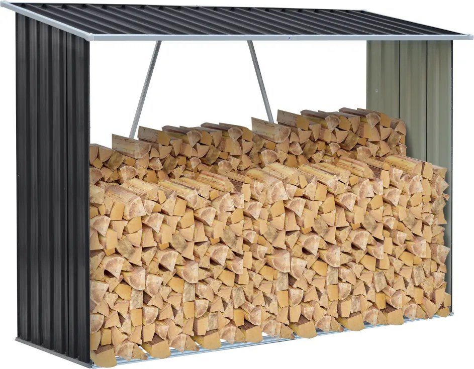 Magazie pentru lemn, antracit/alb, 217x82x154 cm, DARYL TIP 2