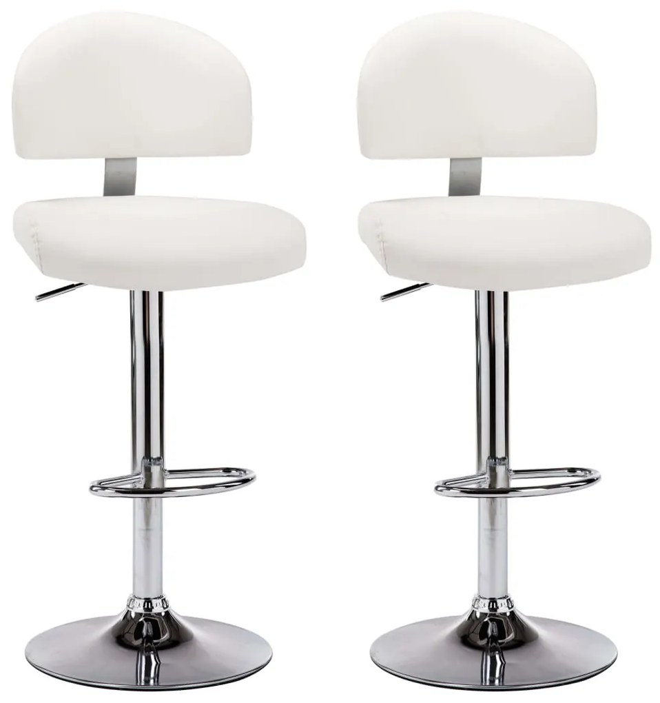 249657 vidaXL Scaune de bar, 2 buc., alb, piele ecologică