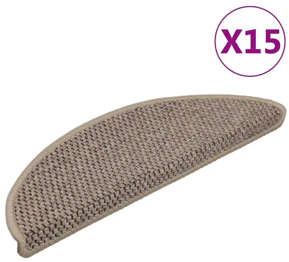 vidaXL Covorașe scări autoadezive aspect sisal, 15 buc. bej 56x17x3cm