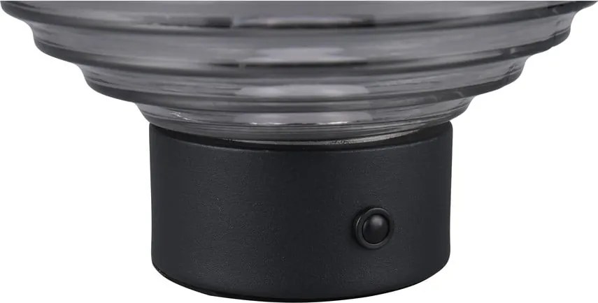 Veioză neagră/gri LED cu intensitate reglabilă cu abajur din sticlă (înălțime 14,5 cm) Earl – Reality