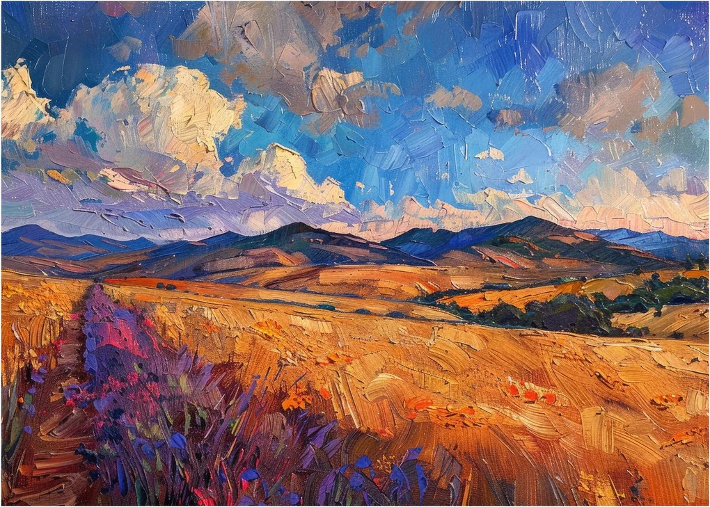 Tablou pe sticlă - Pictură în ulei de peisaj (70x50 cm)