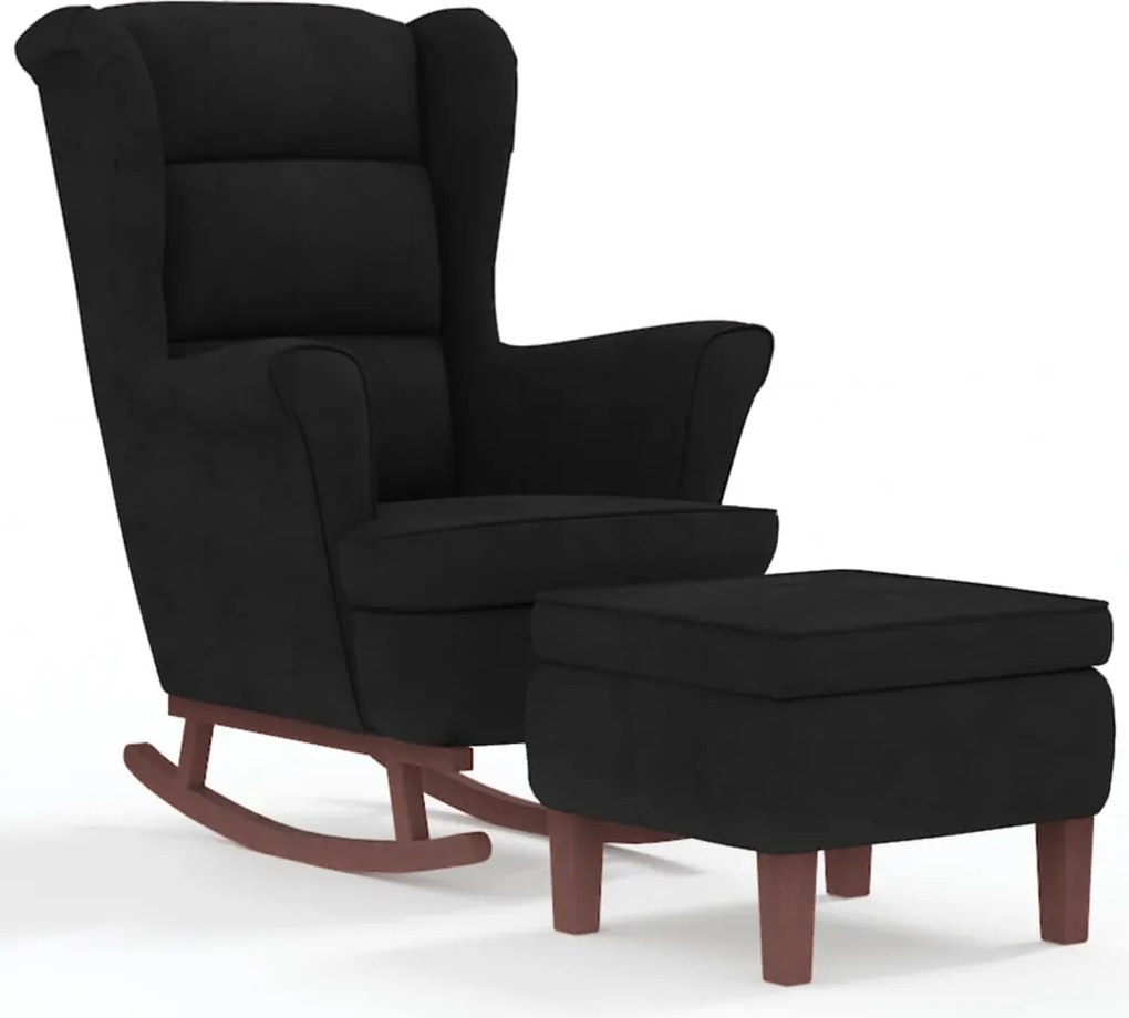 vidaXL Balansoar cu spătar din catifea neagră și lemn masiv