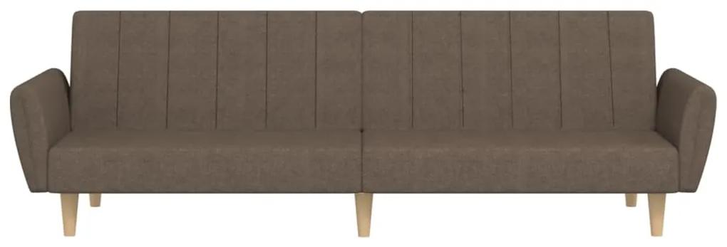 Canapea extensibila 2 locuri, cu taburet, gri taupe, textil Gri taupe, Cu suport de picioare