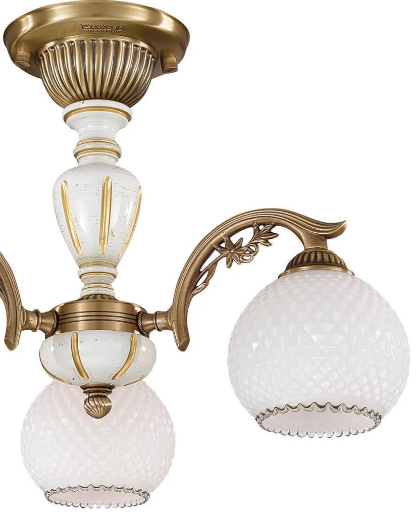 Lustra aplicata cu 3 brate clasic design italian din alama, sticla si lemn 8605 RA-PL. 8625/3