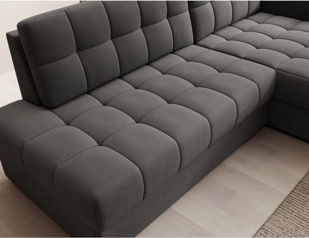 Colțar taupe extensibil cu tapițerie din catifea (cu colț pe partea dreaptă/cu șezlong) Blezalt – ELTAP