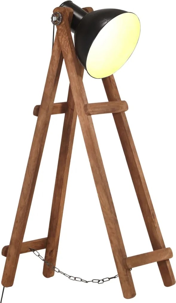 vidaXL Lampă de podea, negru, lemn masiv de mango, E27