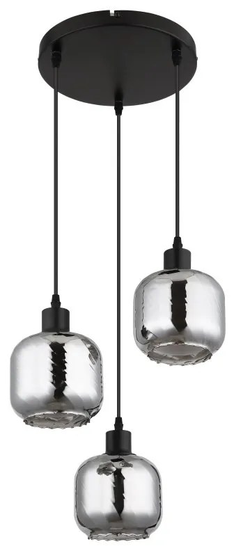 Lustra cu 3 pendule sticla fumurie XIA pentru sufragerie