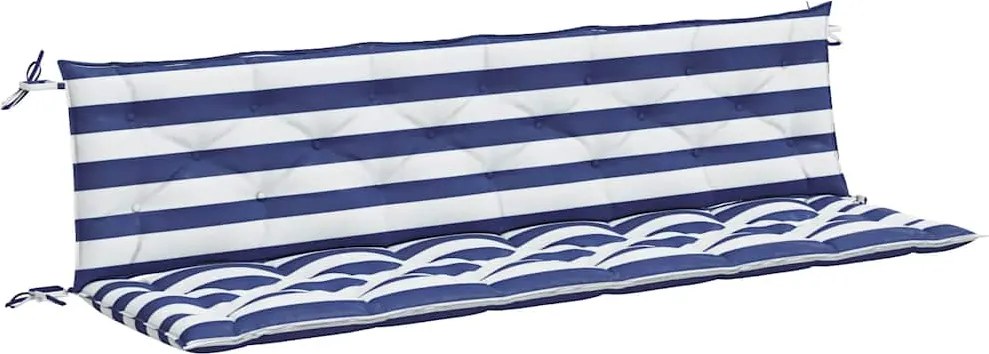 vidaXL Perne bancă, 2 buc, dungi albastre și albe, 200x50x7 cm, textil