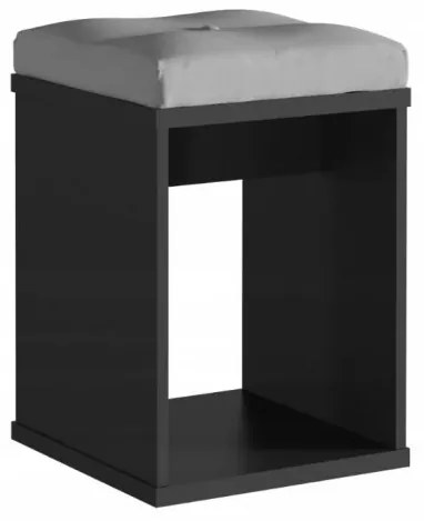 SEN18 - Set Masa toaleta, 140 cm, cosmetica machiaj, masuta vanity, oglinda cu LED-uri - Negru / Alb / Alb Lucios / Sonoma