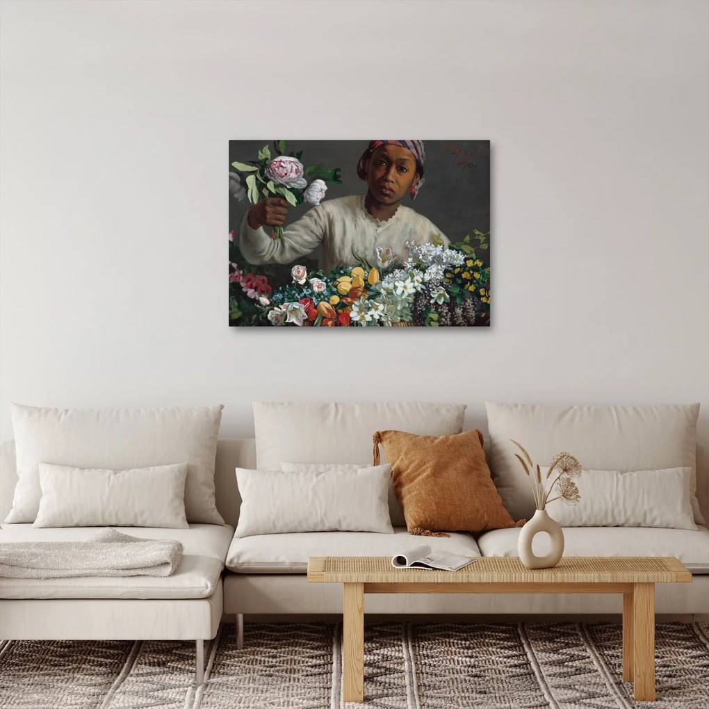Tablou - Frédéric Bazille, Young Woman with Peonies, reproducere (70x50 cm)
