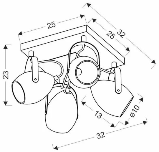 Spot ANICA 4xE14/40W/230V negru/cupru