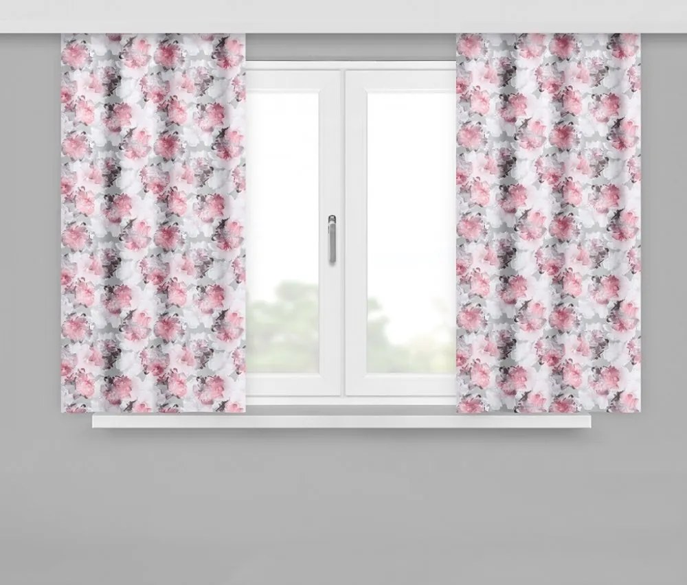 Draperie roz scurtă cu imprimeu de flori Lungime: 170 cm