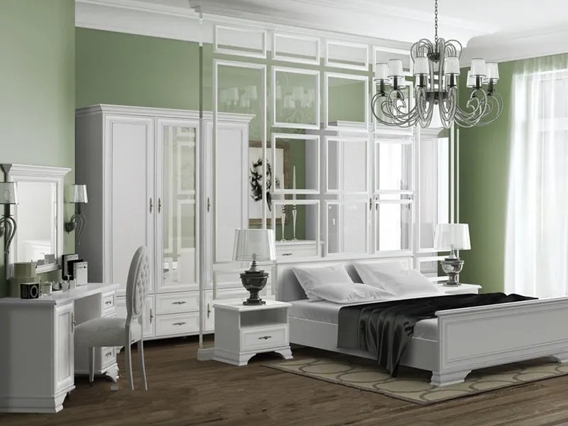 Dormitor LUXERA, Varianta 1, Dulap 5 Usi si 2 Sertare, MDF Alb Alpin