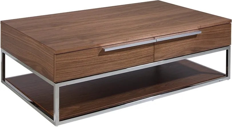 Masuta de cafea moderna design LUX Walnut and Chrome