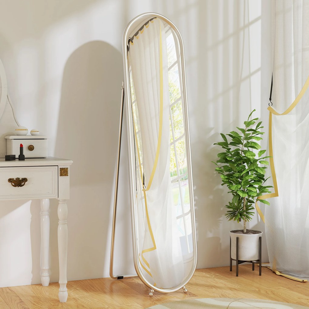 HOMCOM Oglindă Ovală Aurie Înaltă | Aosom Romania