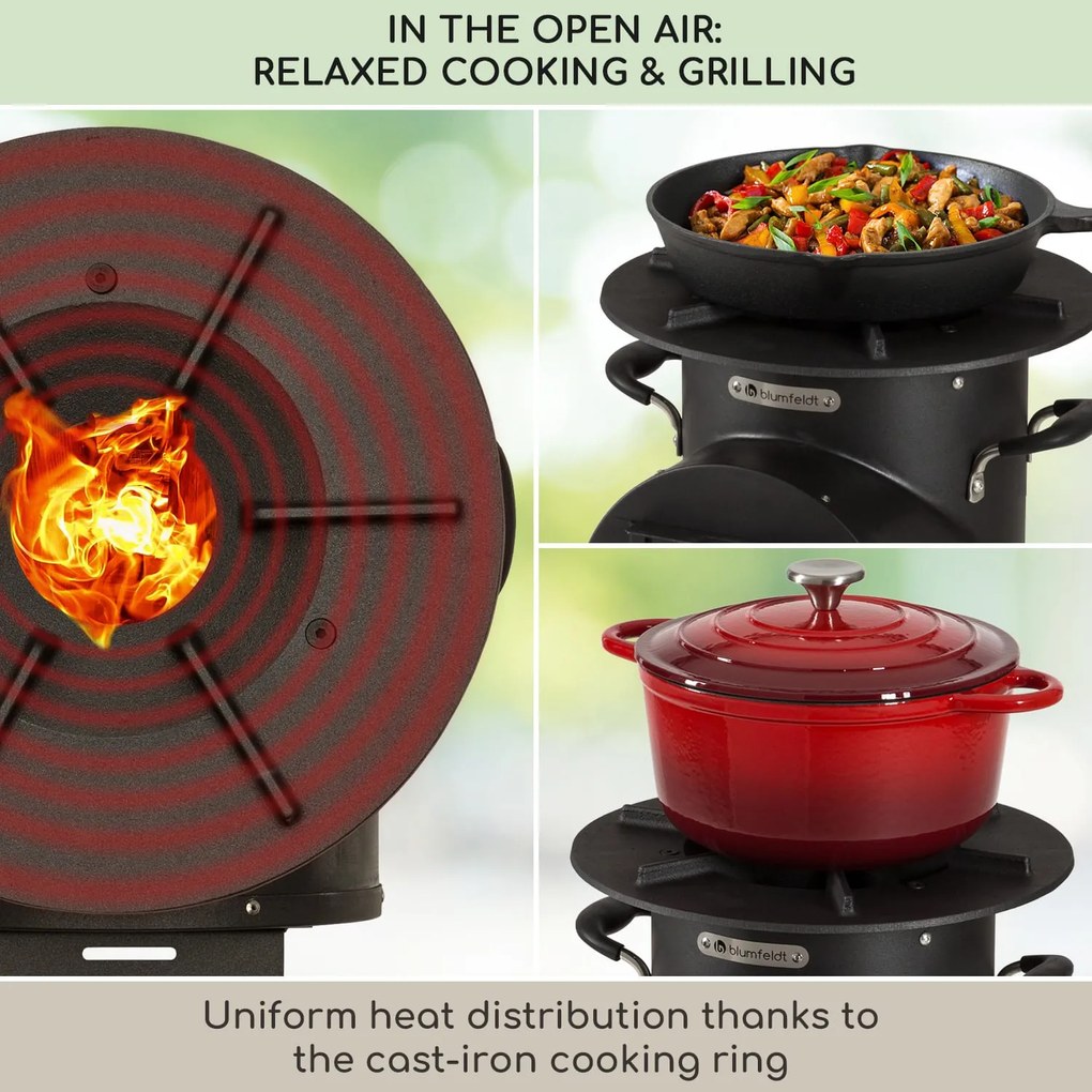 Blumfeldt Oshima Rocket Stove Sobă de camping prietenoasă cu mediul înconjurător oțel mobil