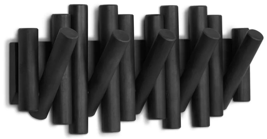 Cuier de perete negru din lemn masiv de pin Picket – Umbra