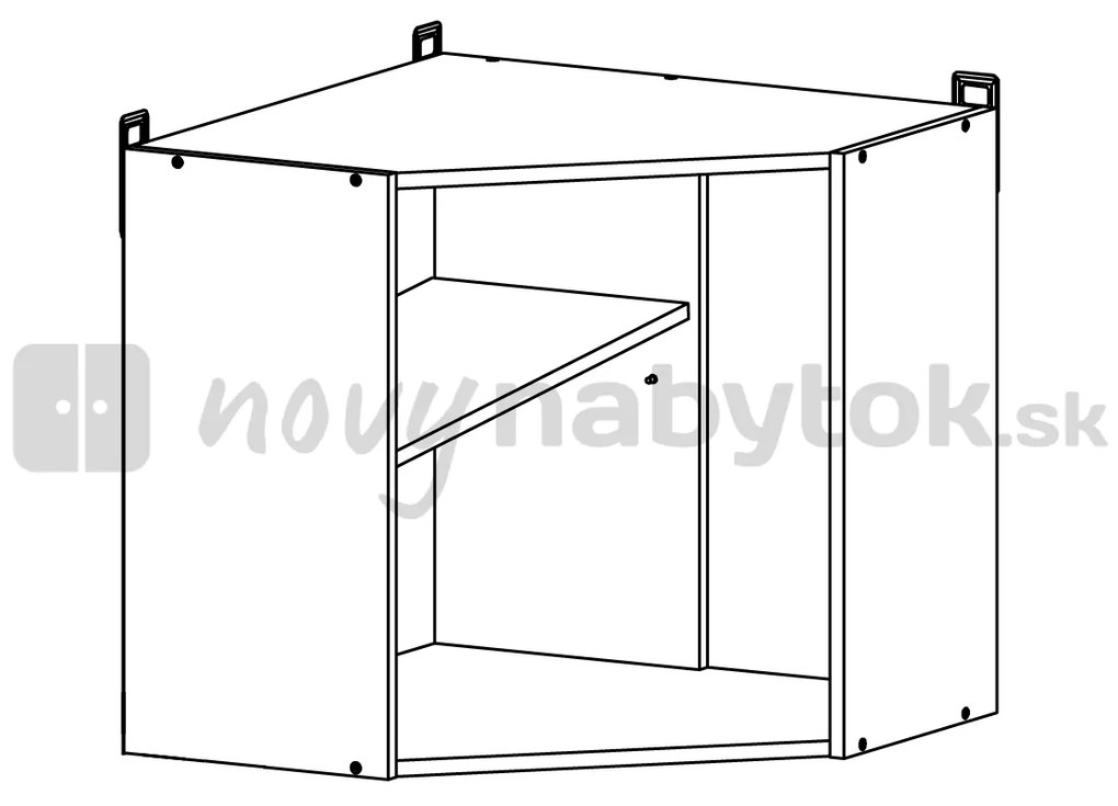 Dulap superior de bucătărie, de colț Junona line GNWU/57/LP (stejar sonoma). 742478