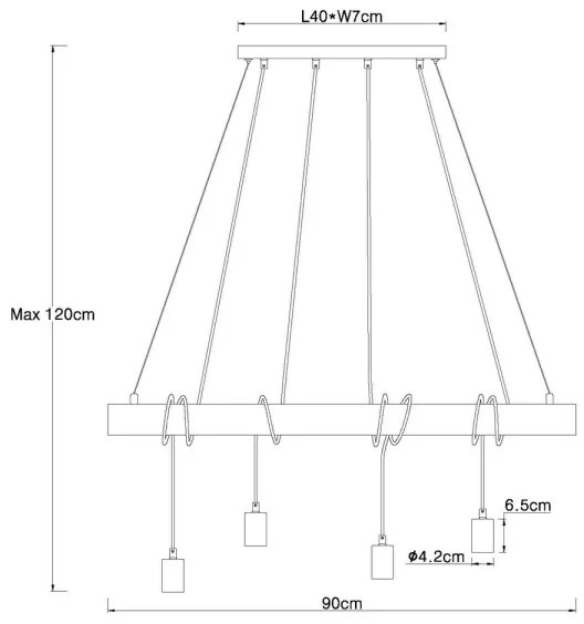 Lustră pe cablu Globo 15439-4 AUSTON 4xE27/60W/230V