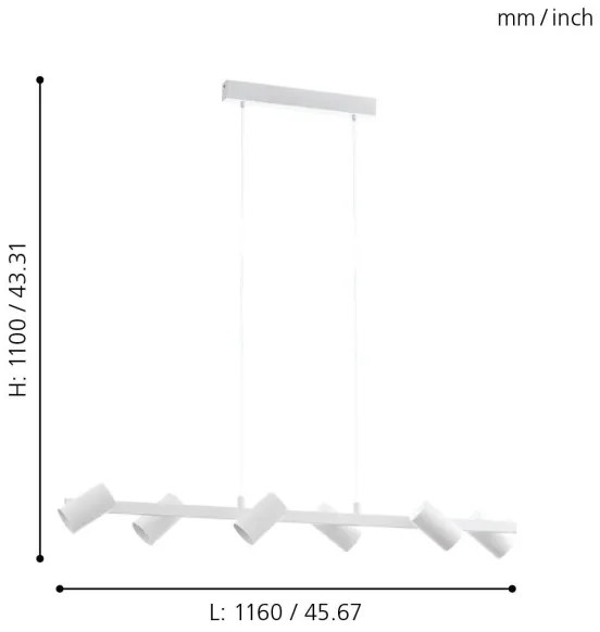 Eglo 98687 - Lustră pe cablu GATUELA 6xE14/25W/230V
