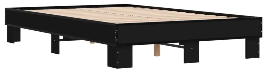 845857 vidaXL Cadru de pat, negru, 140x200 cm, lemn prelucrat și metal