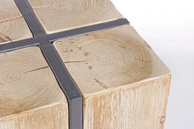 Scaun bar natural din lemn de Brad si metal, Garret H70 Bizzotto