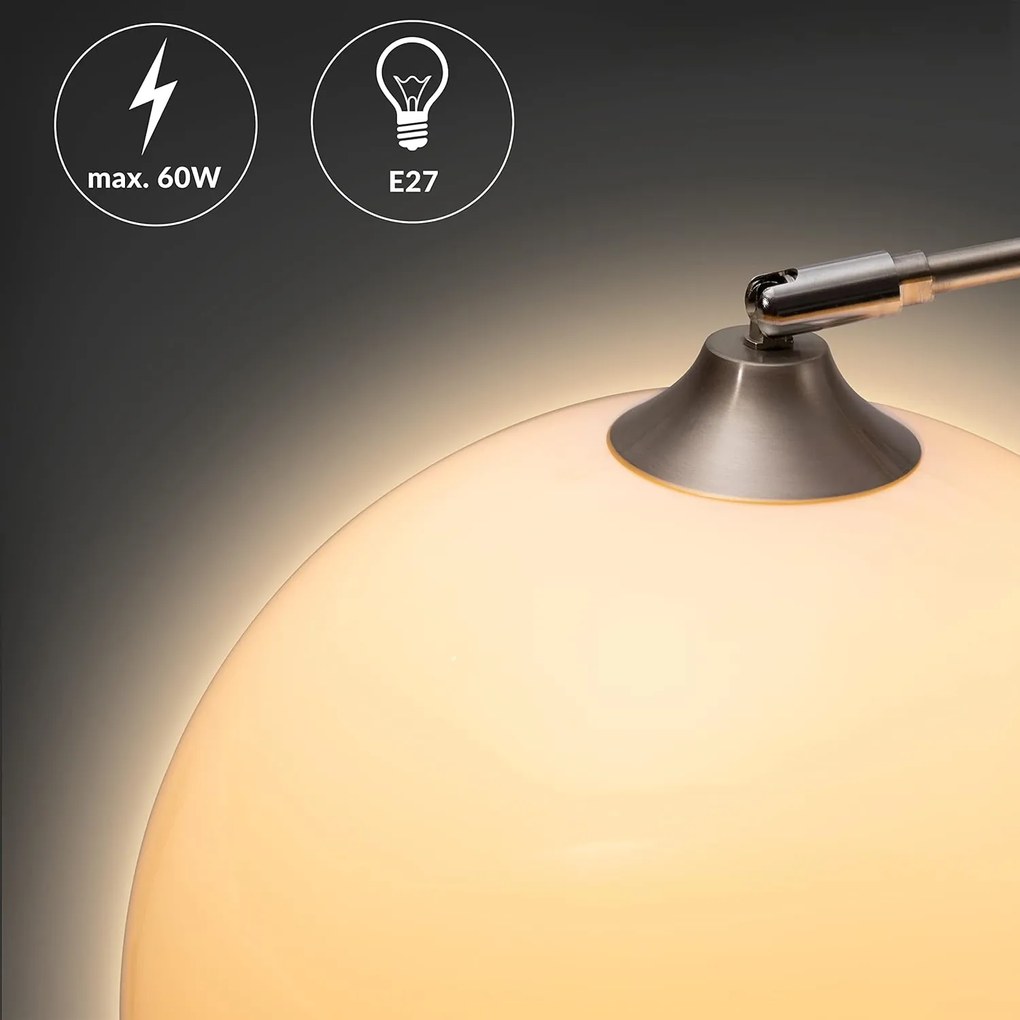 Deuba Lampă de podea curbată de design cu bază de marmură - reglabilă la 190-200 cm
